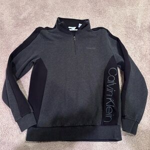 Calvin Klein Gray and Black Zip-Up Sweater